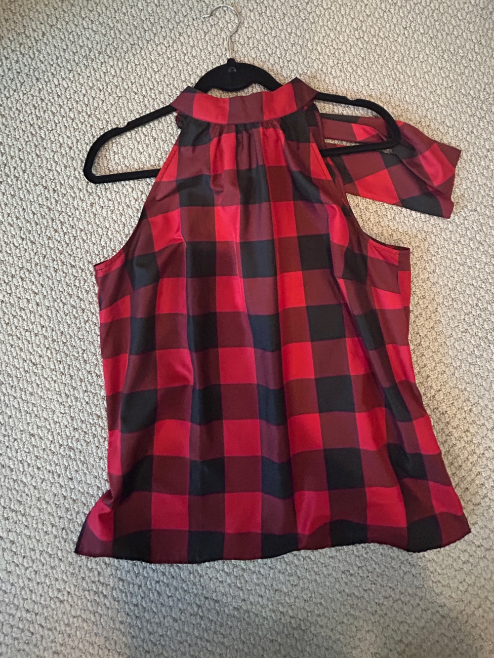 Talbots’s Red and Black Buffalo Plaid Sleeveless Top